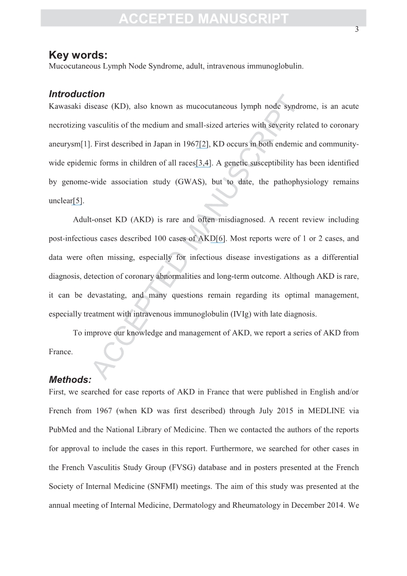 Kawasaki diseasein adults in France.