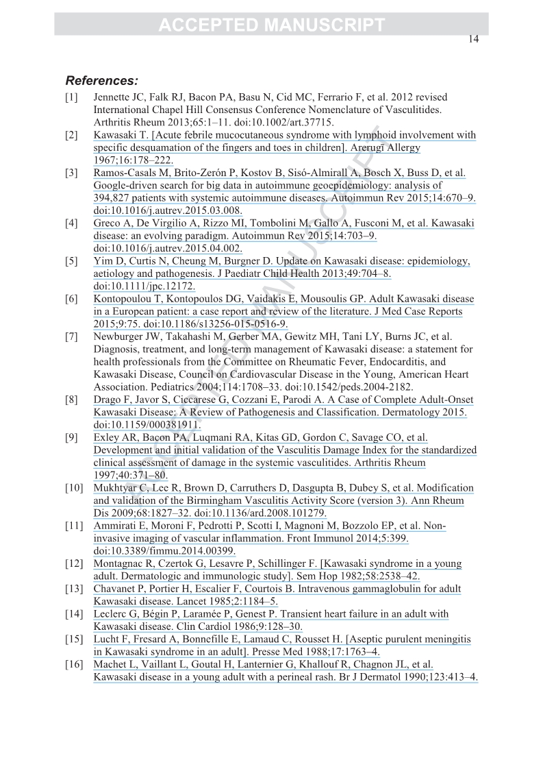 Kawasaki diseasein adults in France.