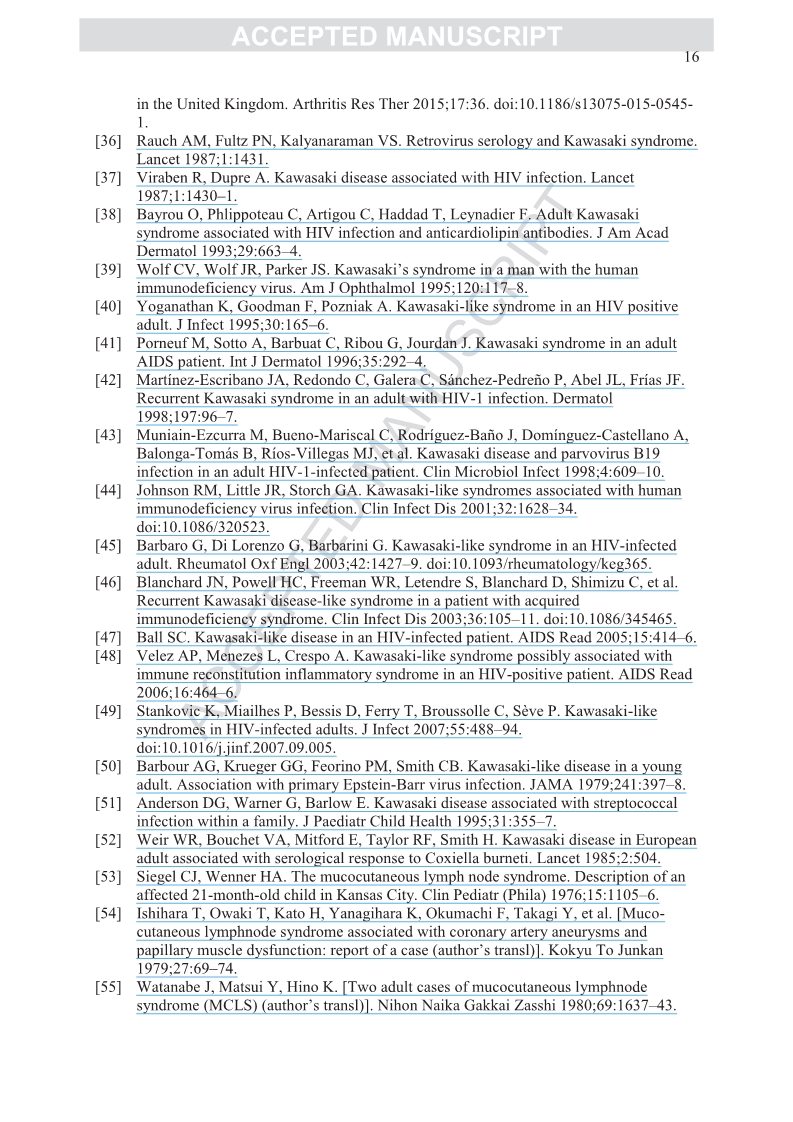 Kawasaki diseasein adults in France.