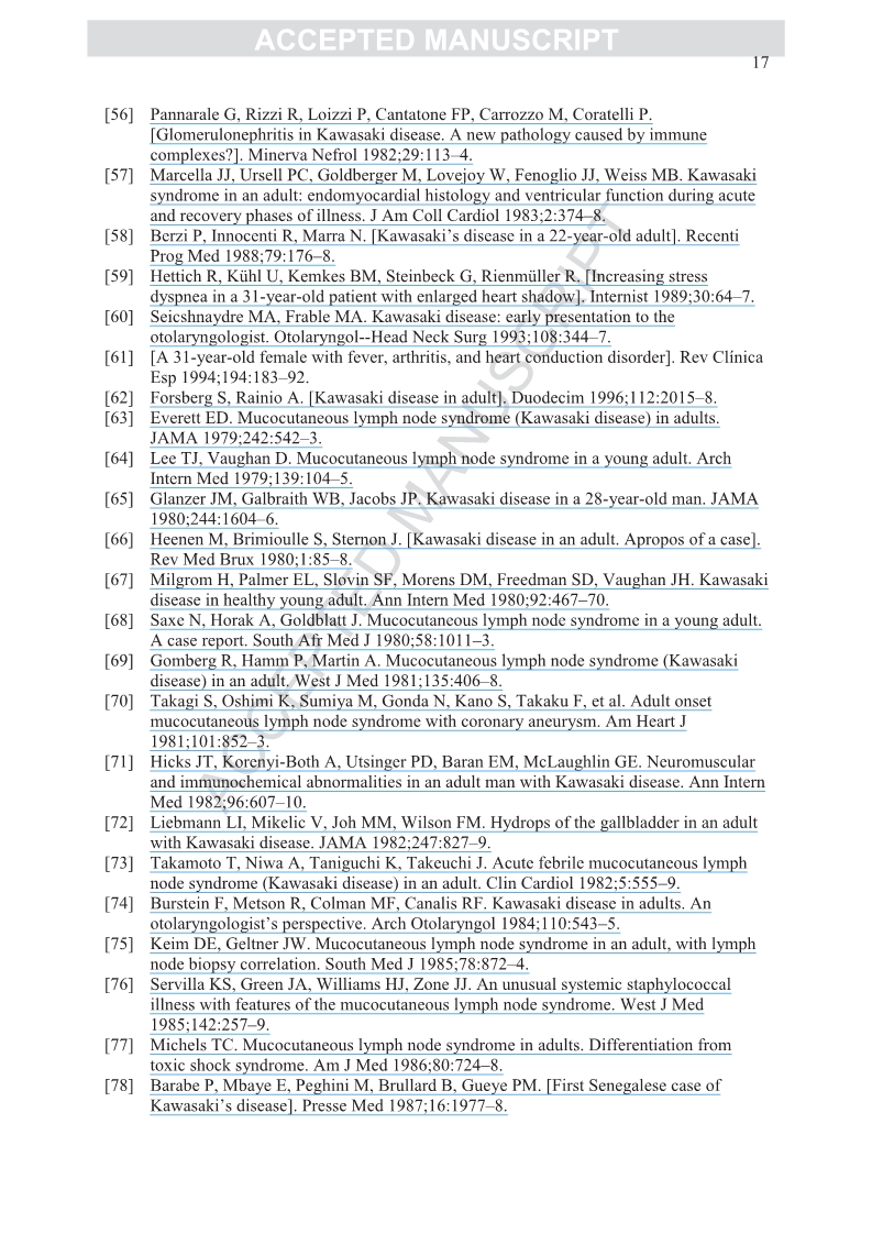 Kawasaki diseasein adults in France.